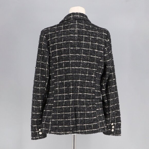 NWT RACHEL ZOE Tweed Double-Breasted Windowpane Blazer Pearl Buttons Size M - Picture 4 of 9